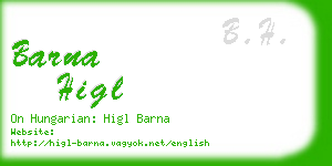 barna higl business card